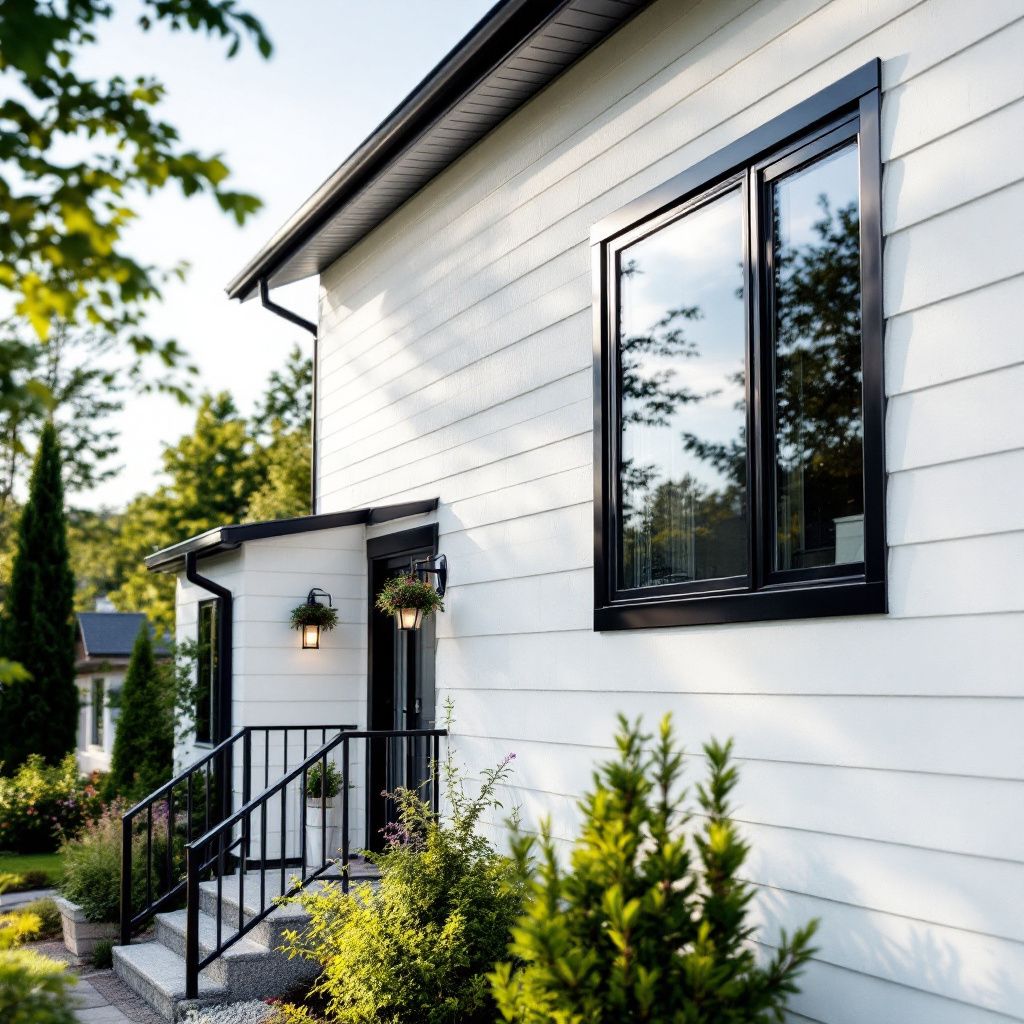 White Vinyl Siding & Black Trim